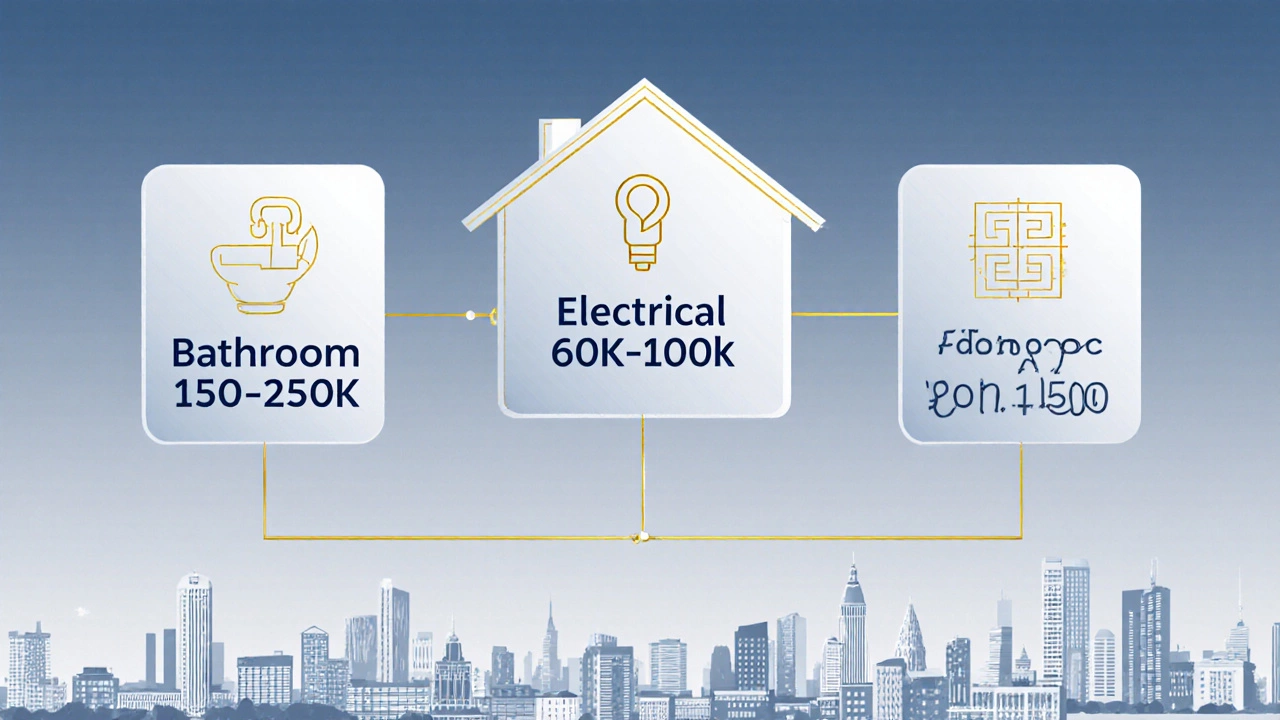Визуализация расходов на ремонт квартиры: распределение бюджета по ключевым этапам без текста, в стиле абстрактной диаграммы.