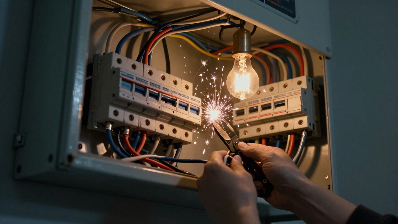 Электрик меняет алюминиевую проводку на медную, устанавливает современные автоматы и УЗО в электрощитке.