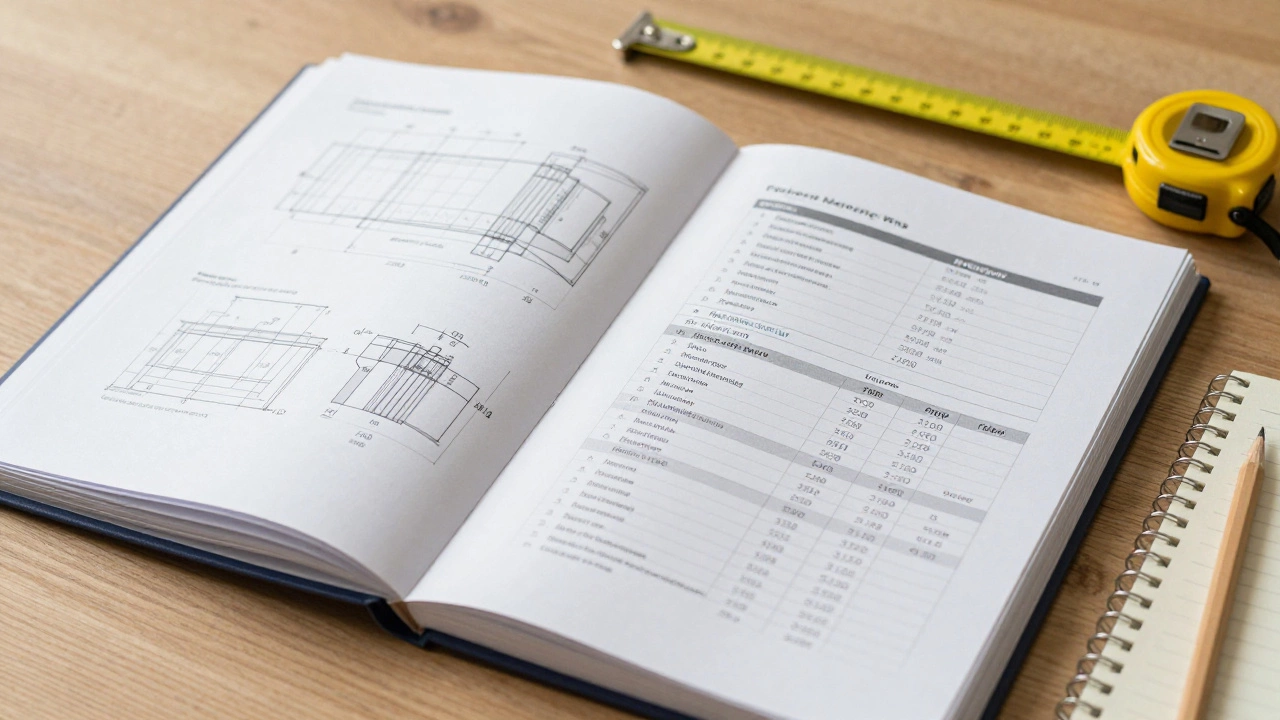 Документы дизайн-проекта с чертежами, спецификациями материалов и сметой на ремонт.