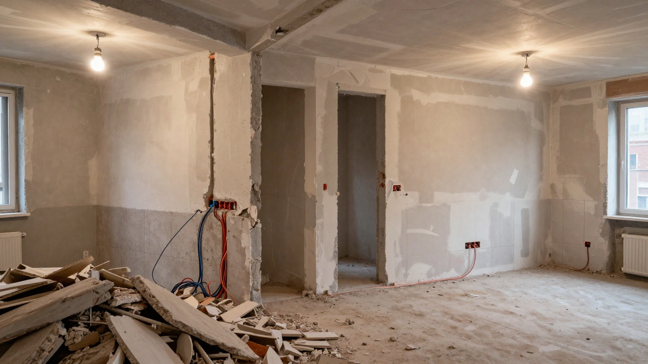 Этапы ремонта: демонтаж, проводка, штукатурка — вид из одной квартиры.