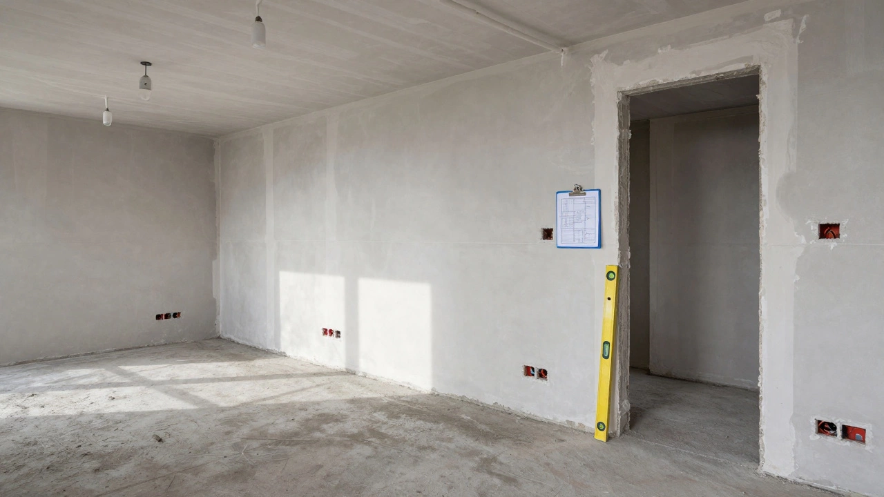 Чистовая подготовка: выравнивание стен, заливка стяжки и прокладка коммуникаций без финишной отделки.