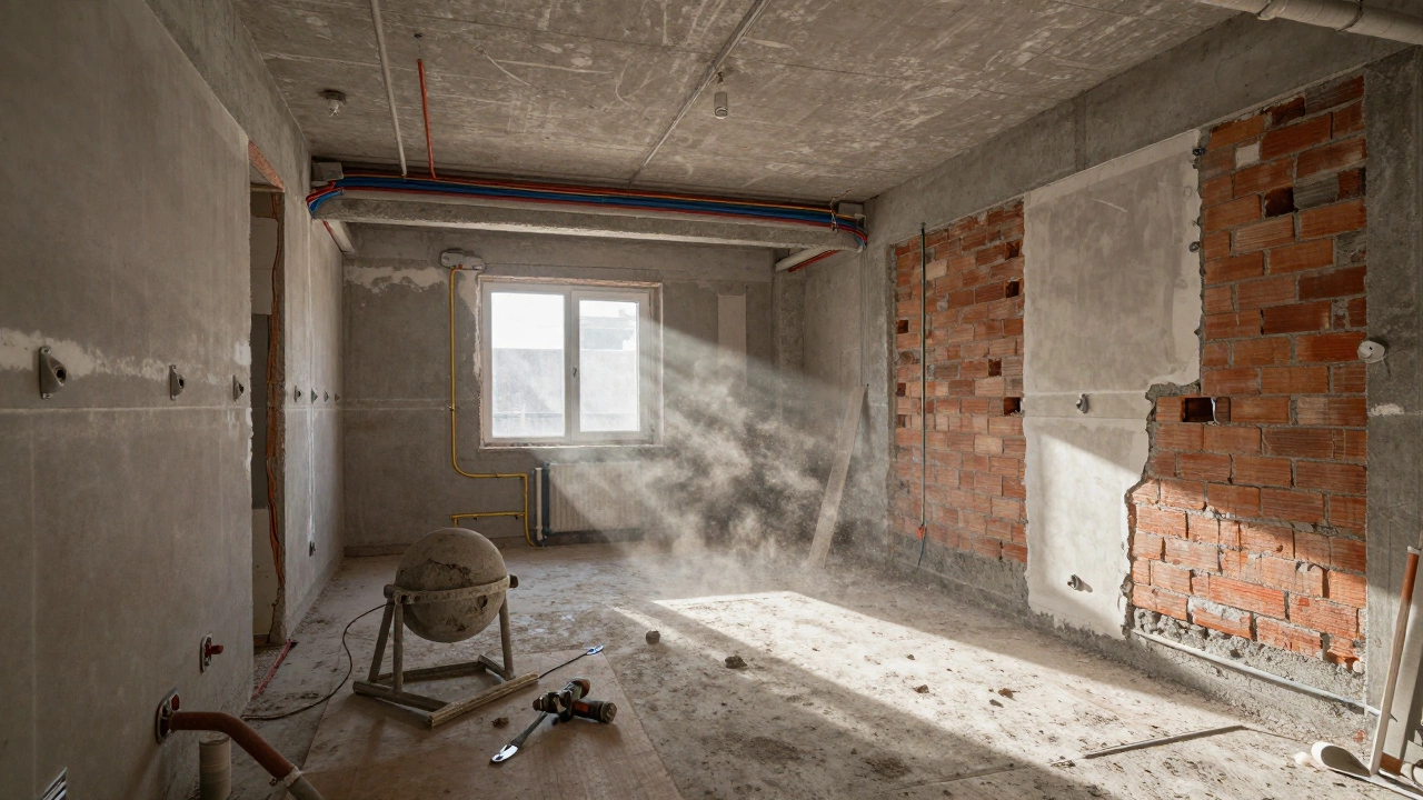 Этап капитального ремонта: открытая проводка, трубы и выравнивание стен по маякам