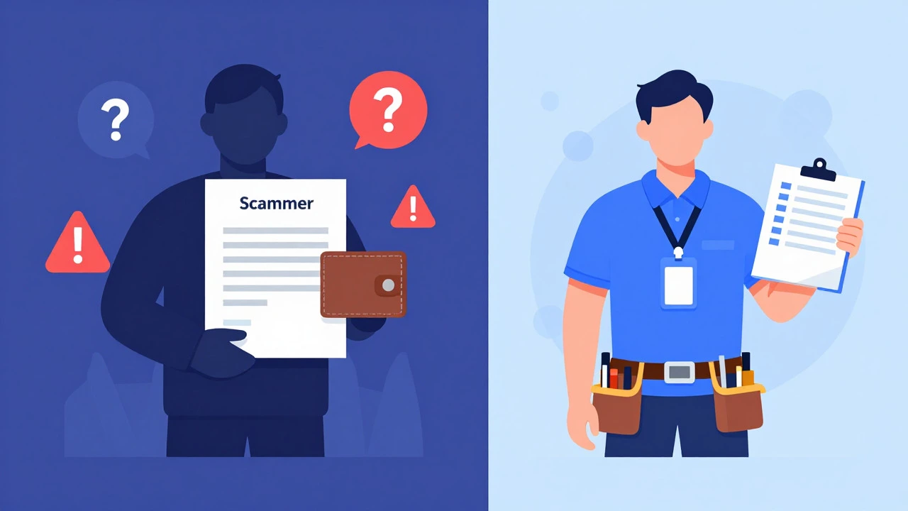 Comparison of scammer vs verified pro